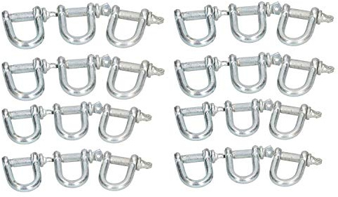 Lot de 24 manilles en D 12 mm en acier galvanisé
