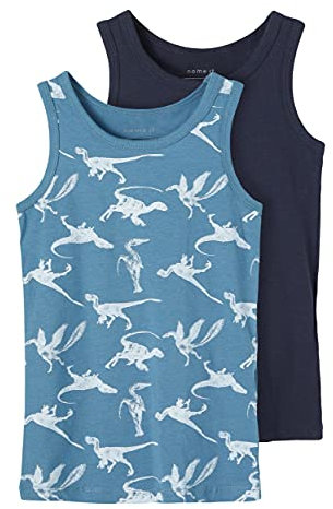 Name IT Jungen Nmmtank 2p Real Teal Dino Noos Baby-und Kleinkind-Tank-Top, 86 (2er Pack)