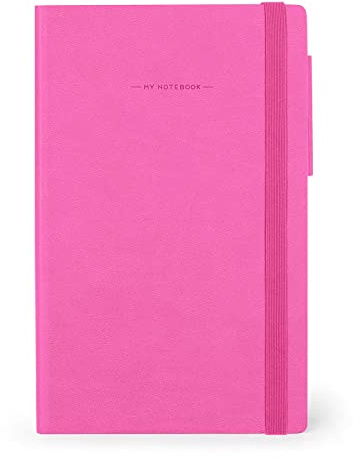 Legami - Notizbuch, liniert, Medium, 192 Seiten, Einband aus weichem PU, FSC®-zertifiziertem Papier, Elfenbeinpapier 90 g/m², Monatsplaner, Adressbuch, Lesezeichen, 13 x 21 cm, Farbe Bougainvillea