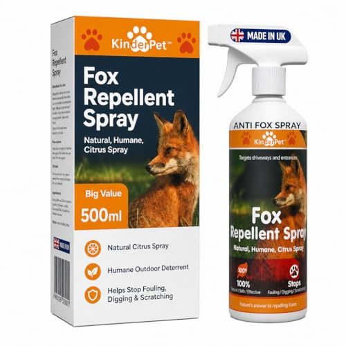 KinderPet® Eco Fox Repellent Stop Foxes in Garden Anti Fox Fouling Spray Fox Deterrent Stop Fouling Digging Scratching Natural Humane Citrus Spray 500ml