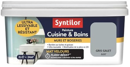 Syntilor - Peinture Murale Cuisine & Bains Gris Galet 2L