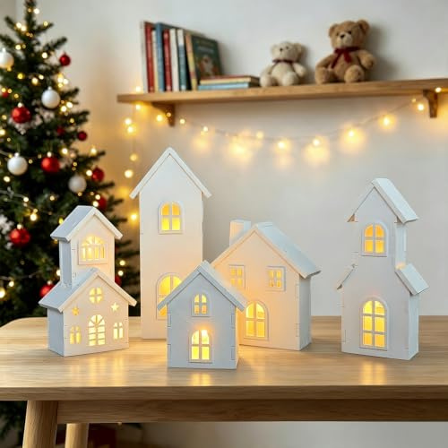 Bseical Wichteltür Zubehör Weihnachten Set, Miniatur Wichtel, Nissedor, Beleuchtung, Weihnachtsdeko Amerikanisch, Deko Tür mit Carpet Holzleiter Kehrbesen, Bseical-67