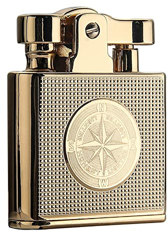 Encendedor de Trinchera Antiguo, Mechero de Metal de Queroseno de Algodón Tradicional para Hombres, Papá, Esposo (Combustible No Incluido),Gold
