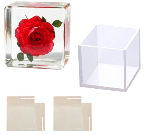 HyzaPhix 5pcs Moule en Silicone Carré, Moulle Cube pour Moulage de Résine en Silicone, Moule Bougie Cube Resin Molds pour DIY Artisanat Fabrication de Bijoux