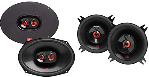 JBL Club 9632-3-Wege Auto Lautsprecher Set von Harman Kardon, Black & Club 422F 2-Wege Autolautsprecher Set von Harman Kardon - 105 Watt KFZ Auto Lautsprecher Boxen 10 cm | 100 mm | 4 Zoll, Black