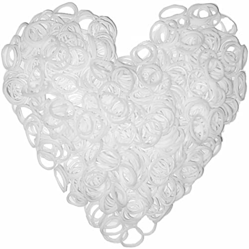 Yowamho 900 Gummibänder Weiß mit 24 S-Clips und 1 kleinen Häkelnadel, Gummibänder für Armbänder.