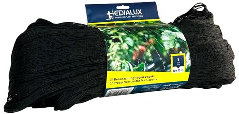 Edialux Filet Anti Oiseaux 10x10 m 100 m² Filet de Jardin pour Fruits légumes et Fleurs Maille 22 mm Filet PE sans nœuds pour Plantes Potager Serre