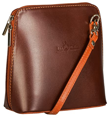 LiaTalia Petit sac à bandoulière en cuir italien véritable pour femme – Mini sac à main à bandoulière fait à la main de Florence Toscane – Abby, Tan foncé - Tan