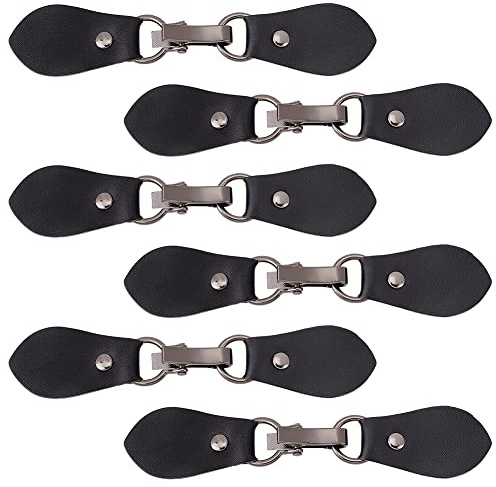 FINGERINSPIRE 6 Paar Lederklammern zum annähen Verschlüsse Schwarz Metall PU Leder Snap Toggle T-Shape Leder Spange Verschlüsse Ersatz Snap Toggle für Schuhe Mantel Jacke DIY Craft