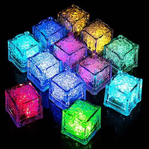 Jiosdo Kids Sensory Toys, 12PCS Led Light Up Bath Toys, Sensory Bath Toys, Liquid Sensor Bath Lights, Light Up Ice Cubes for Bath