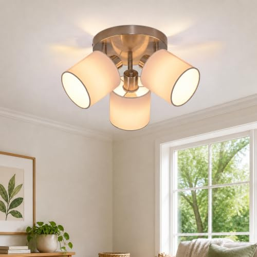 Glitzerlife Deckenleuchte 3 Flammig Deckenlampe Flur - Deckenstrahler Modern Deckenspot Silber Wandstrahler Schwenkbar 350° E14 MAX.25W lampe für Wohnzimmer Schlafzimmer Küche (ohne Leuchtmittel)