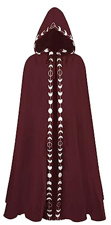 Emo Kleid Schwarzes Kleid Kleid Gold Samt Cape Vampir Kostüm Damen Erwachsener Für Karneval Halloween Cosplay Kostüm Umhang Mit Kapuze Damen Mittelalter Mantel Satin Kleid (Rot, 3XL