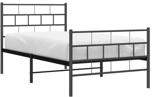 vidaXL Bettgestell mit Kopf- und Fußteil Metall Schwarz 100x200 cm