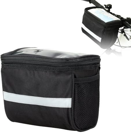 SEMINISMAR Fahrradtasche, Vordertasche für Fahrrad, Lenkertasche mit Lenkeradapter für Fahrrad, Ebike und Elektrofahrräder, Schwarz