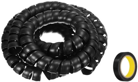 QUARKZMAN Spiral-Kabelschlauch 3 m 40mm Kabelmanagement-Hülle PP-Isolierung Kabelorganisator für Computerkabel Stromkabel Gasrohr Schwarz mit Klebeband