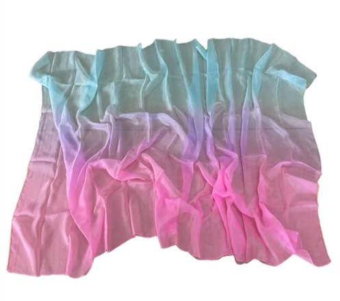 Bauchtanz Seidenschleier Bauchtanz-Seidenschleier, 200 cm, 250 cm, 270 cm, handgeflochtener Schal, Schal, Gelb, Orange, Rosa, Lila, Farbverlauf. für Halloween Karneval Auftritte(As pciture-02,300cmx11