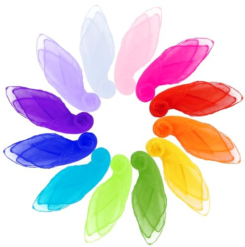 Werownsgso 12 Stück Jongliertücher,60 x 60 cm Chiffontücher,Square Tanztücher,Bunte Tücher zum Jonglieren,Tanzen,Kindergarten Kinderaufführungen (12 Stück)