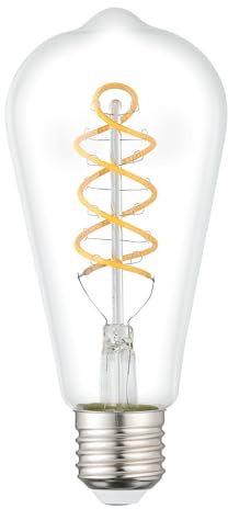 Eglo Ampoule filament LED E27, lampe LED vintage en spirale, ampoule | décorative au design rétro, 7,3 watts, blanc chaud, 806 lumens, 2700k, ampoule Edison ST64, Ø 6,4 cm