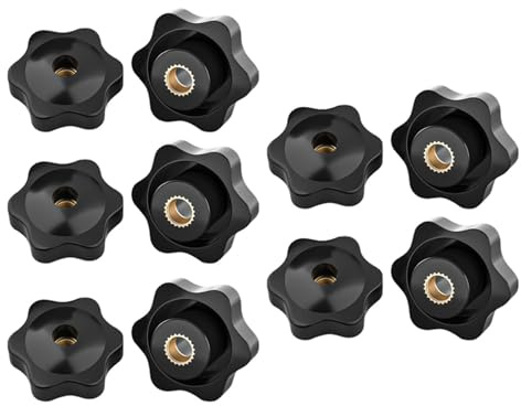EAJORN Pack of 10 Black Thumb Nuts Various Sizes Star Mechanical Thumb Nuts Nuts for Easy Clamping & Manual Adjustment