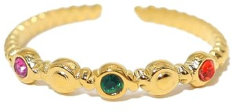 GleaMora Verstellbare Ringe für Frauen Edelstahl Gold mit buntem Zirkonring Einfacher Schmuck Leichter Luxus Schillernder Ring