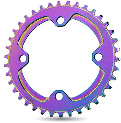 QIULKU Kettenblatt,Fahrrad Kettenblatt Fahrradkettenblatt 104BCD Mountain Road Bike Kurbelgarnitur Zahnplatte MTB Kettenblatt Rainbow Single Disc/Ellipsoid 32/34/36T(Ellipsoid 34T)