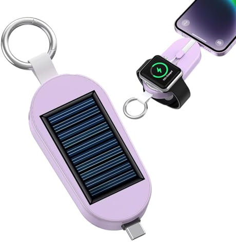 Solar Charger - Solar Powered Keychain, powers Bank Type C | Solar powers Charger, 3000mAh Travel powers Bank for Wireless Charging, Phone Charger, Portable Wireless Charging Device foe Travel