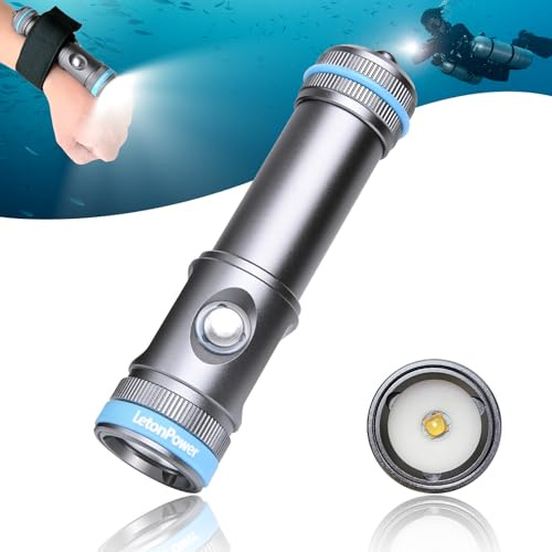 LetonPower Tynny-13FD 2200 Lumen Tauchlicht für Unterwasserfotografie Fülllicht, 100M Wasserdichtes Kompaktes Unterwasser-Video-Licht, 110-Grad breiter Strahl mit Typ-C Aufladung Tauchen Video Licht