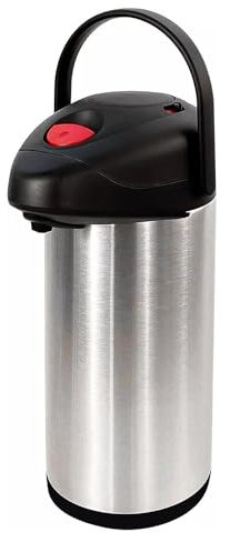 Air Pot Tea Coffee Hot Cold Stainless Flask Pump Action Double Wall Insulated Tea Coffee Drinks Vacuum Insulated with Carry Handle (3L)