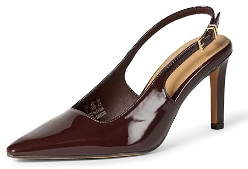 Amazon Essentials Women's Slingback Heels, Brown Patent, 6