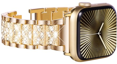 KADES Bracelet magnétique pour femme, compatible avec les Apple Watch 38 mm, 40 mm, 41 mm, 42 mm, 44 mm, 45 mm, Series 9, 8, 7, 6, 5, 4, 3, 2, 1, boucle en maille en acier inoxydable avec strass