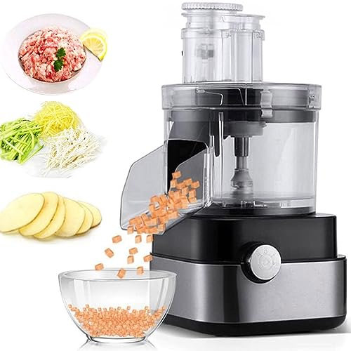 QUSYZD Cortadora de Verduras Comercial de Plata, cortadora de Frutas automática eléctrica, cortadora de Verduras de Alta Resistencia, cortadora de Acero Inoxidable para restaurantes, Can,