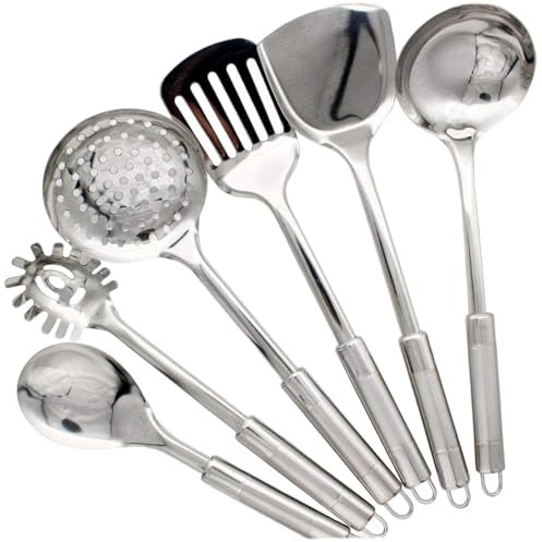 Ustensiles de cuisson Ustensiles en acier inoxydable 6 pc/ensemble Ustensiles de cuisine en métal Ensemble Ustensiles de cuisine en acier inoxydable résistant à la chaleur.