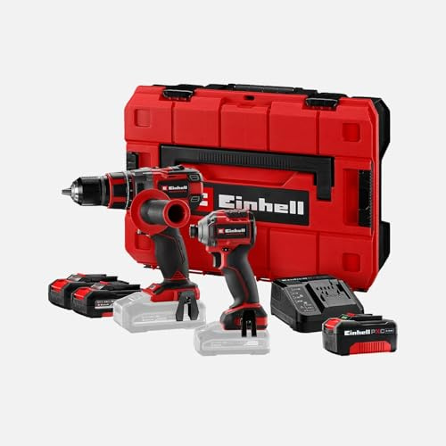 Einhell Professional Accu Klopboor/Schroefmachine TP-CD 18/80 Li-i BL Kit – Power X-Change – 18 V/Li-Ion – Met Impactfunctie – 2 snelheden – 80 Nm – Koolborstelloze Motor – inkl. 2 x 2,0 Ah Akku in