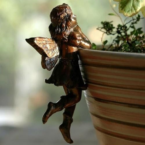 Flower Fairy Potted Pendant, Miniature Fairies Figurine, Hanging Fairy Figurines, Resin Flying Angel Sculpture Fairy Garden Accessories, Vintage Angel Statue Decor, Outdoor Garden Lawn Decoration
