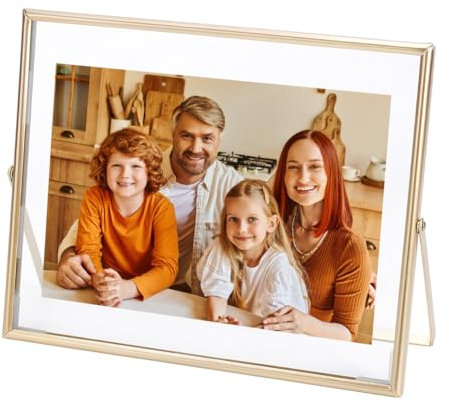 UNICRAFTALE 1 Set de soportes de marco de fotos de cristal 215x262x11mm Marcos de fotos de metal y vidrio Marco de fotos de visualización de mesa para el hogar fiesta de bodas decoración de oficina