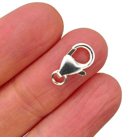 Cierre de mosquetón de plata de ley 925 de 12 mm para bisutería, sin níquel e hipoalergénico, ideal para collares y pulseras, 1 cierre