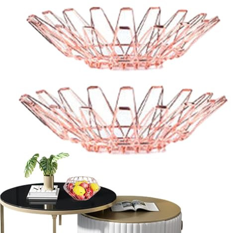 Sirseon Tazón de frutas para mostrador de cocina, canasta de frutas y verduras,Cesta de frutas de alambre 2 piezas Soporte de vegetales | Organizador de almacenamiento flexible multipropósito Bandeja