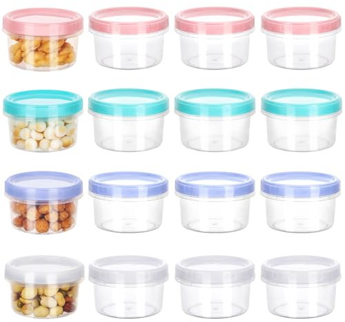 Fentar 16 Pezzi Contenitori Ermetici Piccoli per Alimenti,Contenitori Snack Colorati,Riutilizzabili e Ermetici, Ideali per Snack, Pranzo, Yogurt, Frutta e Freezer (200ml)