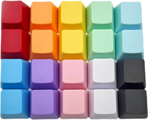 BoaJAJUHU OEM Profile Blank Keycaps PBT Rainbow Mixed Colors 1U R4 Keycap for MX Switch Mechanical Keyboard (Mixed Color, 20pcs)