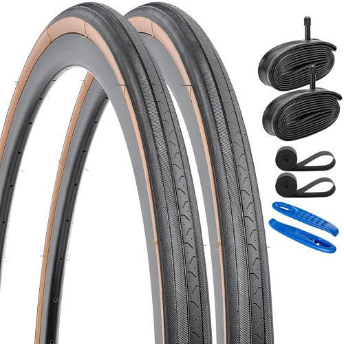 YUNSCM 2-PCS 27x1 1/4 (32-630) Gumwall Road Bike Tires Compatible with 27 x 1 1/4 27x1 1-4 Bike Bicycle Tires (YN-1016)