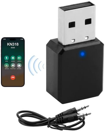 USB Bluetooth Adapter 5.1 mit AUX- und USB-Ausgang, Plug-and-Play-Bluetooth-Empfänger mit 3,5-mm-Audiokabel für Freisprecheinrichtungen und Freisprechanrufe