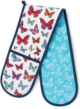 Double Oven Gloves Heat Resistant Mitts For Cooking & Baking (Butterfly)