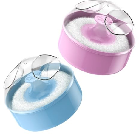 TOYZFRIENDY 2 Stück Puderquaste für Körperpuder Weiche Flauschige Puderquaste mit Griff mit Aufbewahrungsbox für Babypflege und Reisen