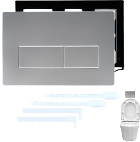 LAKPYN 1 Pezzo Applicabile a Placca WC Geberit,Pannello Serbatoio,Placca di Comando a Doppio Pulsante,Accessorio in Bagno(Argento Opaco)