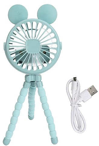 Pilipane Kinderwagen-Ventilator, wiederaufladbar, tragbar, Handventilator, 3-Gang-verstellbar, Mini-Schreibtischventilator mit LED-Licht für Kinderwagen, Autositz, Reisen, Camping,
