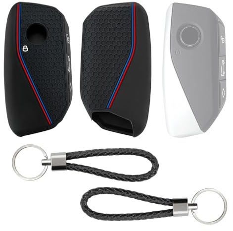 Schlüsselhülle für BMW Schlüssel Hülle - 2 Autoschlüssel Hülle, Schlüsselschutz für BMW Key Cover, Schutzhülle Schlüssel aus Silikon für X1/X5/X6/X7 Series Schlüsselhalter, mit 2 Schlüsselanhänger