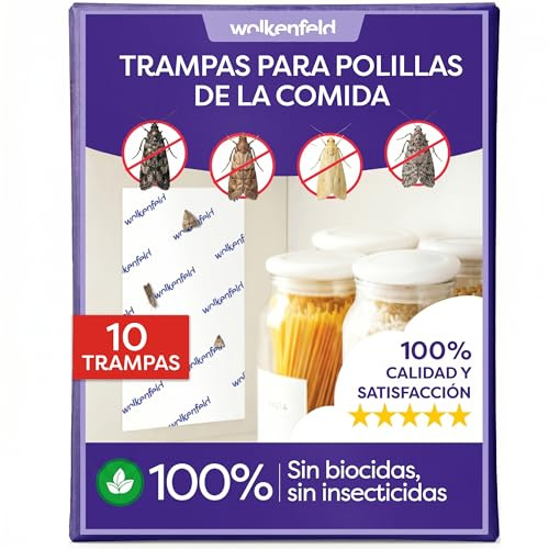 Wolkenfeld Trappole Adesive per Farfalline 10x – Antitarme Alimentari con Feromoni – Monitoraggio Dispensa e Cucina – 100% Naturale Senza Spray né Biocidi – Prodotto in Germania – 10 Fogli Adesivi