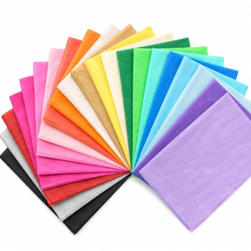 ihaspoko 100 ark sidenpapper, 50 x 70 cm färgglada presentpapper | 20 färger presentpapper, sidenpapper förpackningsmaterial för pyssel dekoration, bröllop, födelsedag och buketter