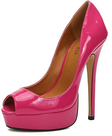 MAIERNISI JESSI Unisex Men's Women's Flatform High Heels Peep Toe Stiletto Pumps Rose EU46 - US 12.5 Women/11 Men