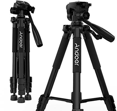 Andoer Treppiedi Fotocamera 146cm Treppiede Leggero da Viaggio in Lega di Allunimio con Testa a Sfera 360°, Reflex per Camera Digitale e Videocamera Canon Nikon con Borsa da Trasporto Carico 3kg